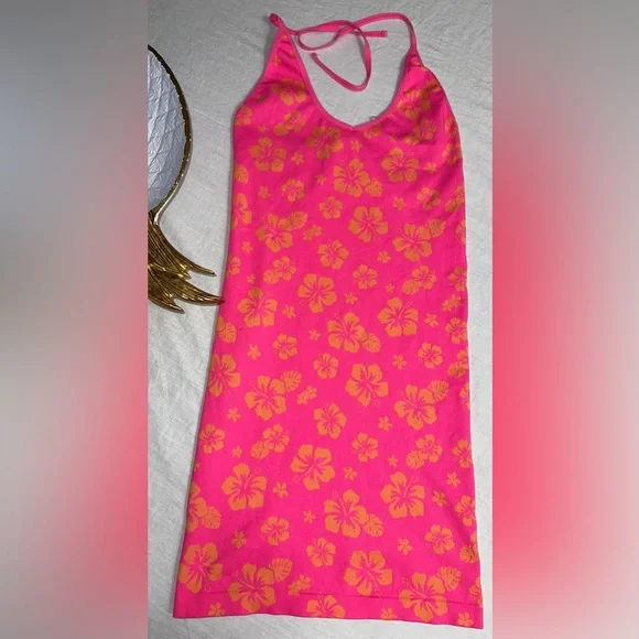 Floral swim cover bodycon halter dress - Picture 2 of 3